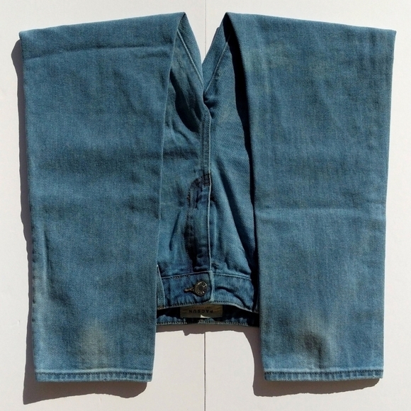 PacSun Retro Distressed Medium Blue High Rise Cropped Straight Leg Mom Jeans 25 - Picture 6 of 16